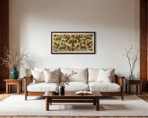 Handmade Tenango Embroidery - Otomi Embroidery in Gold XL 95 Cm X 45 Cm - Mexican Art (UNFRAMED) - Etsy