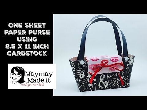One Sheet of 8.5 by 11 Cardstock Paper Purse Valentine Treat Bag