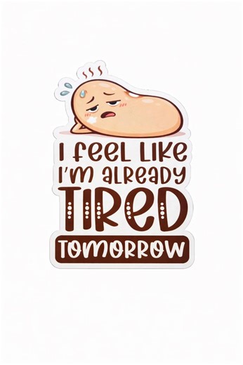 Funny Tired Bean Vinyl Sticker – Relatable Exhausted Mood Decal - Etsy