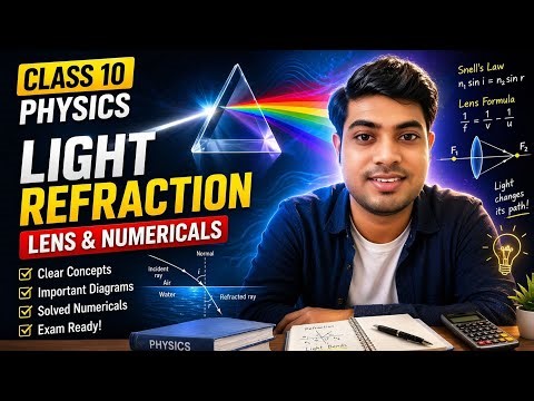 Class 10 Physics: Light – Refraction, Lens & Numericals | Full Chapter LIVE 🔥