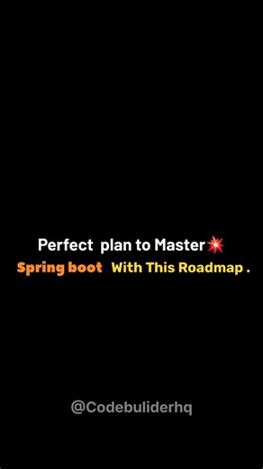 𝖢𝗈𝖽𝖾𝖡𝗎𝗂𝗅𝖽𝖾𝗋𝖧𝖰 👨‍💻 | Aspiring Software Engineer on Instagram: "Dm for Paid Promotion 💰 A perfect 30-day plan to master Spring Boot.💥🔥 Whether you're preparing for backend development roles or building scalable APIs, this structured roadmap will help you gain hands-on experience with Spring Boot in just one month. Follow @codebuilderhq for this Roadmap 🚀✨ Comment 'Spring' 🌱 if you're ready to master Spring Boot! 💬💡" 🔹 Java & Core Concepts 🔹 RESTful APIs with Spring Boot 🔹 