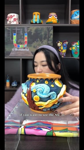 Plant Pots with Drainage Holes - Cute Unique Starry Sky Theme Flower Pots - Decorative Planter for Indoor/Outdoor, Funny Plant Pots for Home Garden Decor