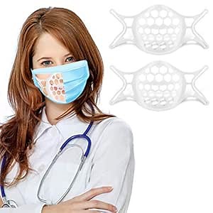 TOOVREN Mask Inserts for Breathing Room 3D Bracket For Comfortable Mask Wearing Mask Cup Plastic Insert for Face Mask Cage Mask Molds Breath Cup Under Mask 2 Pack Upgraded Breathe Cup for Mask