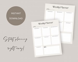 Weekly Printable Planner | Minimalist Weekly Schedule | Weekly Organizer | Simplified Planner | High Definition File | Letter Size - Etsy Canada