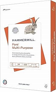 Hammermill Printer Paper, Fore Multipurpose 20 lb Copy Paper, 11 x 17 - 1 Ream (500 Sheets) - 96 Bright, Made in the USA, 103192R