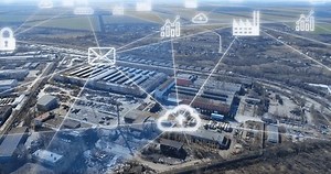 Industrial area and communication network concept. Wireless communication. INDUSTRY4.0. Smart Industry. Smart factory.