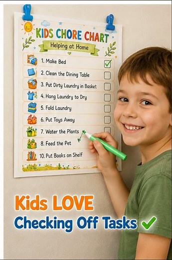 Messy Rooms? 🧸 Help Kids Clean Independently with This Printable Chore Chart!