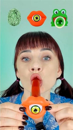 ASMR Gummy Eyeball Banana, Green Quail Eggs #mukbang #eatingsounds