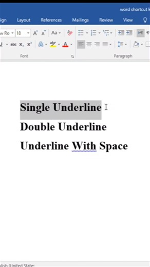 Ms Word Underline Shortcut #tutorial #shortcut #office365