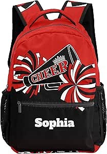Personalized Custom Cheerleader Red Black Backpack Lightweight Travel Hiking Causual Bag With Name