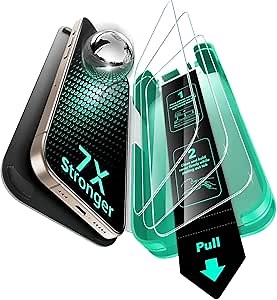 ESR 3 Pack 9H+ Glass for iPhone 16 Pro Screen Protector, [Military Grade Shatterproof & Longest Durable] Armorite Ultra-tough Tempered Glass with UltraFit Tray