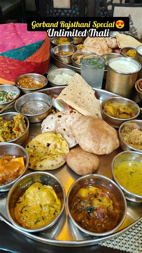 Piyush Garg 😎 | Unlimited Rajasthani khana😍 Batao kya pasand kya khaoge♥️ 📍Gorband Rajasthani Thali, Noida #rajasthanifood #dalbaati #foodplating #thali... | Instagram