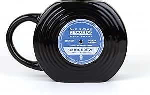 Gift Republic Vinyl Record Novelty Mug Retro Coffee Cup Music Lovers Gift Cool Retro Packaging Large Black Mug Birthday Christmas Gift For Music Fans