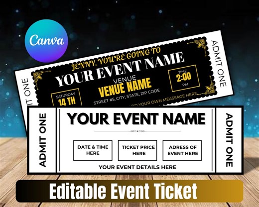 Editable Event Ticket Template | DIY Printable Ticket | Instant Download Editable Document Excel Template - Etsy
