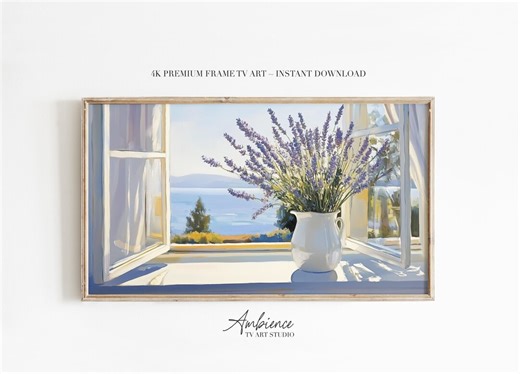 Lavender Frame TV Art | Coastal Window Floral 4K TV Art | Samsung Frame & Hisense Canvas Compatible Download - Etsy UK