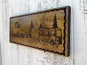 Personalized RV Camping Sign | Custom Carved Wooden Motorhome Sign | Family Name Campsite Decor - Etsy