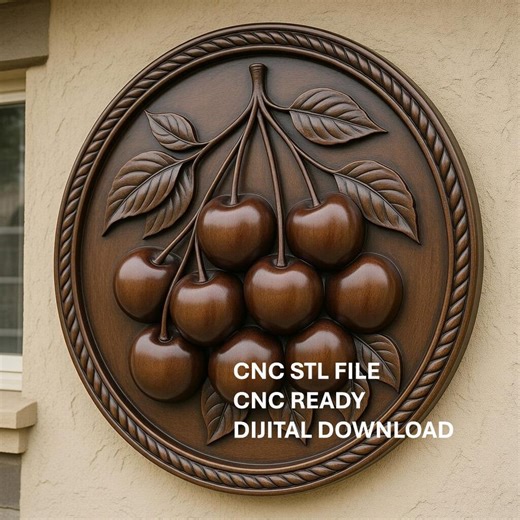 Cherry Fruit 3D Model STL, Kitchen Wall Decor, CNC Files for Wood Carving, Bas Relief Food Art, Round Panel, Wood CNC Gifts, Vcarve Aspire - Etsy Australia