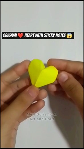 Origami Paper Heart ❤️ With Sticky Notes Crafts #shorts #diy #craft #origami #heart #meriguria1008