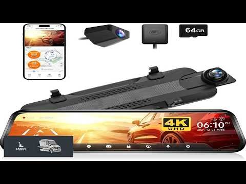 WOLFBOX G930 10'' Rear View Mirror Camera with 5.8GHz WiFi 4K Dash