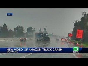 Watch: Dash camera video shows moment Amazon truck smashes through Highway 50 divider