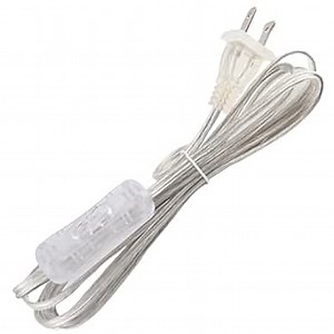 1 Pack Clear Lamp Cord with On/Off Button Switch, 8 Feet Length Silver Replacement Lamp Cords for Lamp Repair Fix DIY Project, Rewire Electrical Cable Cord with Plug, SPT-1,18 AWG