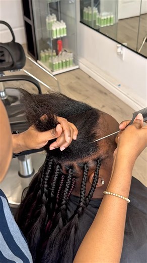 How to part for Large Braids on Short Hair | box braids | red extensions