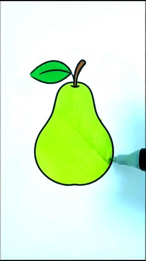 Coloring a Green Pear #art #coloring #green #pear #fruit