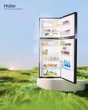 Balanced airflow, and ultimate freshness all around the refrigerator! Haier's Turbo Fan Technology ensures even cooling in every corner which keeps food and drink fresh throughout. #Haier #HaierRefrigerator #MoreCreation #MorePossibilities #TurboFan | Haier