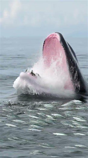 Minke Whale Engulfs a School of Fish in One Powerful Mouthful