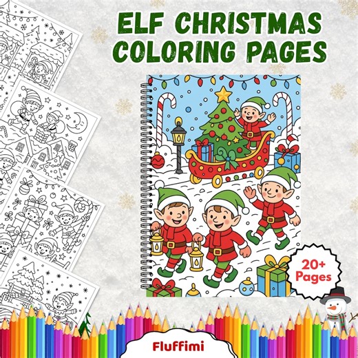 20  Elf Christmas Coloring Pages, Cute Holiday Elf Coloring Sheets, Elves Christmas Coloring Pages, Printable Elf Coloring PDF - Etsy