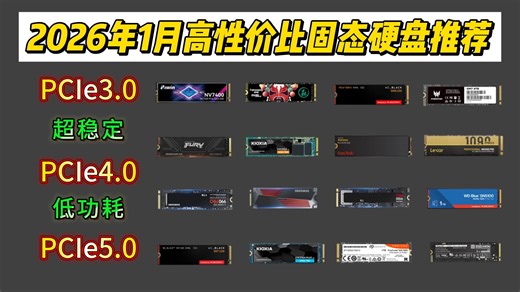 2026年1月元旦双节固态硬盘选购推荐！三星、致态、西部数据、铠侠、闪迪等品牌！精选21款 PCIe3.0、PCIe4.0、PCIe5.0固态硬盘推荐！