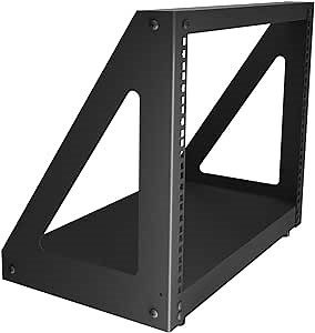 NavePoint 8U 2 Post Server Rack for 19 Inch Equipment, Freestanding Desktop Rack for AV, Networking, Data & IT Devices, Heavy Duty 2-Post Rack 8U 330lbs Weight Capacity, Black