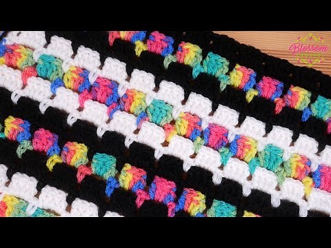 EASIEST Crochet Blanket - Chunky Block Stitch! 🌈 Blossom Crochet