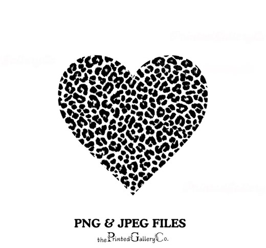 Valentine's Day Heart PNG & JPEG Cheetah Print Heart Overlay Design Leopard Clipart for Big Cat Lovers, Wild Animal Sublimation Outline - Etsy