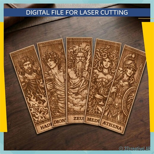 Greek Mythology Bookmark SVG Bundle | Laser Cut Bookmark Files | Zeus Athena Medusa Hades Dionysus - Etsy