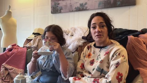 Teen fashionista obsessed with vintage - wearing 50s dresses and crocheting