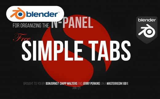 终于来啦！Blender管理N面板的插件免费诞生：Simple Tabs 侧边栏(N面版)排列合并重命名插件！
