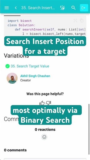 Leetcode 35. Search Insert Position #dsabible #coding #algorithms #techjobs2025 #programming #python