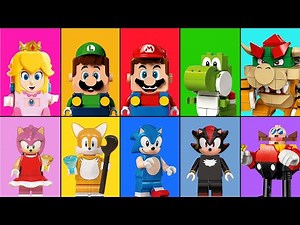 Sonic and Mario LEGO Vs Game Characters Comparison play (Peach, Luigi, Yoshi, Tails etc)