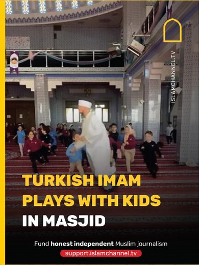 Joyful Moments: Imam Engaging Kids in Mosque Play