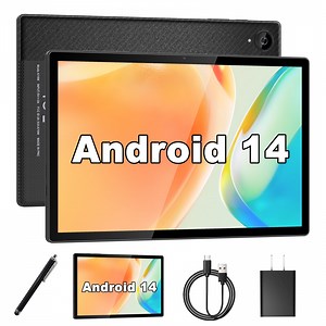 YYSWIE 10.1" Android 14 Tablet with Stylus Pen & Screen Protector - 6GB RAM, 128GB Expandable Storage, Quad-Core, 5000mAh - Kid & Work Friendly