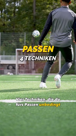 Ken Noel Hauser on Instagram: "4 Pass-Techniken, die du als Fußballer unbedingt beherrschen musst ⚽️ 1️⃣ Englischer Ball – Weiter Abstand zum Ball, Fuß eindrehen, mit dem Spann treffen und sauber nach unten durchziehen. Perfekt für kraftvolle, halbhohe Zuspiele. 2️⃣ Flachpass mit Effet – Der Ball läuft in einem leichten Bogen. Dafür das Bein leicht anheben und über das Standbein durchziehen, um ihm den nötigen Drall zu geben. 3️⃣ Chip-Pass – Unter den Ball kommen und den Fuß früh abstoppen. So b