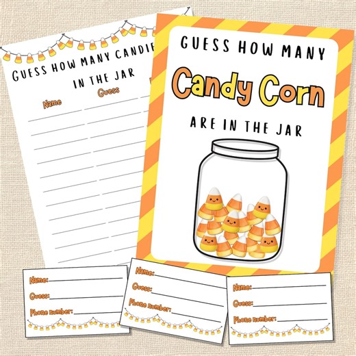 Candy Corn Guessing Game, Halloween Party Activity (digital Download) - Etsy