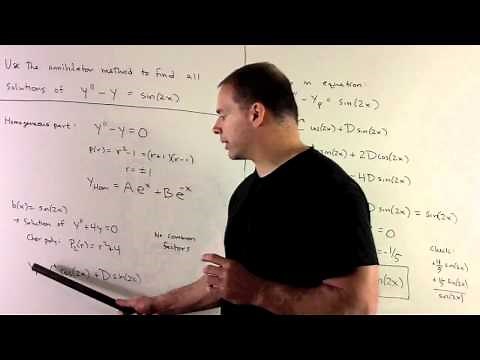 Example of Annihilator Method: y"-y = sin(2x)