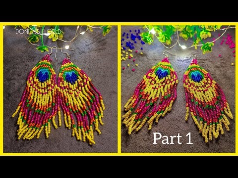 PART 1 - PEACOCK FEATHER FRINGE EARRINGS | SEED BEAD EARRINGS TUTORIAL | STEP BY STEP