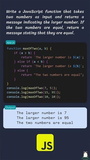 👩‍💻Compare two numbers and print the larger one (Write it as a function)