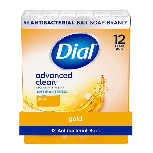 Dial Gold Antibacterial Deodorant Bar Soap, Advanced Clean Deep Cleanse Bar, 4 oz, 12 Bars