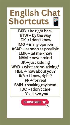 English Chat Shortcuts Native Speakers Use 📱 #english #easyenglisheveryday #speakconfidentenglish