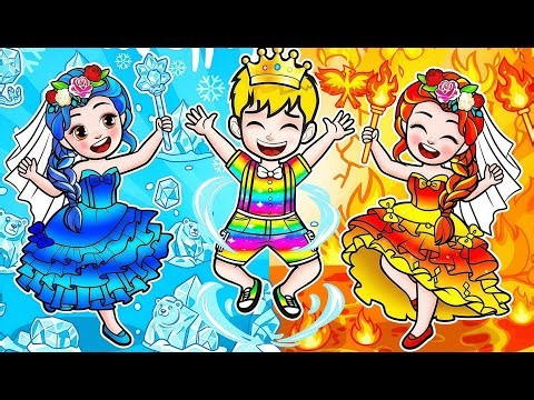 💖Paper DIY💖 Who Will the Elsa Prince Choose? Frozen Bride vs Fire Bride - Rapunzel Family
